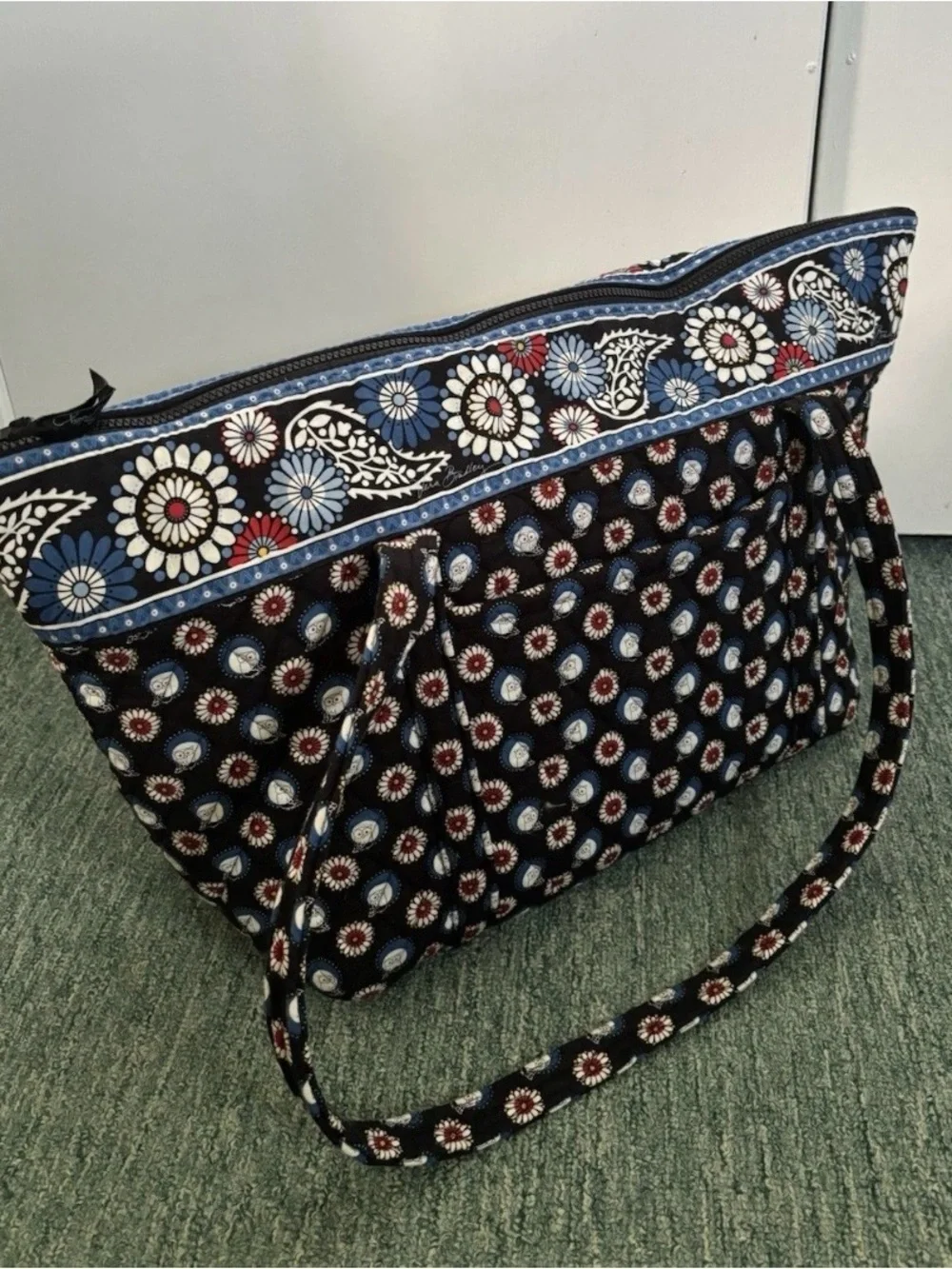 Vera Bradley Night Owl Large Zipper Top Tote with 6 Interior Pockets All Around